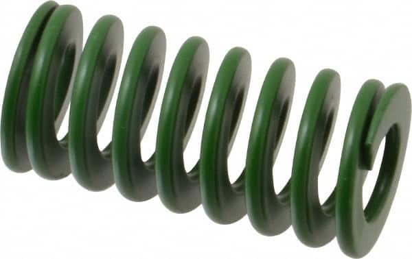 Associated Spring Raymond - 25mm Hole Diam, 12.5mm Rod Diam, 2" Free Length, Green Die Spring - 880 N Max Deflection, 20mm Max Deflection, Light Duty, Chromium Alloy Steel - Makers Industrial Supply