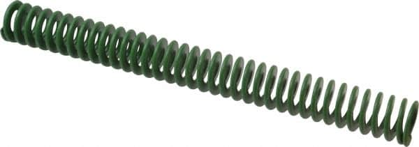 Associated Spring Raymond - 32mm Hole Diam, 16mm Rod Diam, 12" Free Length, Green Die Spring - 1256.6 N Max Deflection, 122mm Max Deflection, Light Duty, Chromium Alloy Steel - Makers Industrial Supply