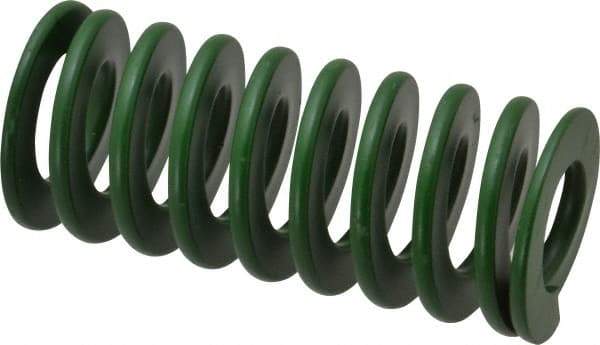 Associated Spring Raymond - 40mm Hole Diam, 20mm Rod Diam, 3-1/2" Free Length, Green Die Spring - 1785 N Max Deflection, 35mm Max Deflection, Light Duty, Chromium Alloy Steel - Makers Industrial Supply