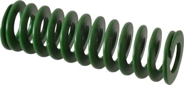 Associated Spring Raymond - 40mm Hole Diam, 20mm Rod Diam, 5" Free Length, Green Die Spring - 1887 N Max Deflection, 51mm Max Deflection, Light Duty, Chromium Alloy Steel - Makers Industrial Supply