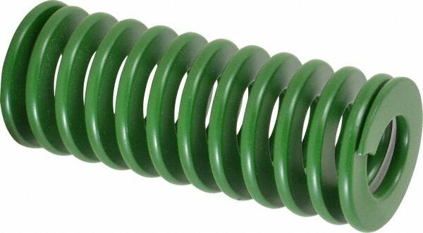 Associated Spring Raymond - 50mm Hole Diam, 25mm Rod Diam, 5" Free Length, Green Die Spring - 3621 N Max Deflection, 51mm Max Deflection, Light Duty, Chromium Alloy Steel - Makers Industrial Supply