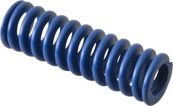 Associated Spring Raymond - 16mm Hole Diam, 8mm Rod Diam, 2" Free Length, Blue Die Spring - 512.2 N Max Deflection, 19.4mm Max Deflection, Medium Duty, Chromium Alloy Steel - Makers Industrial Supply