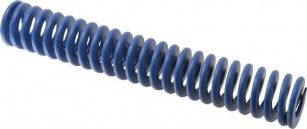 Associated Spring Raymond - 50mm Hole Diam, 25mm Rod Diam, 12" Free Length, Blue Die Spring - 4400.3999 N Max Deflection, 114mm Max Deflection, Medium Duty, Chromium Alloy Steel - Makers Industrial Supply