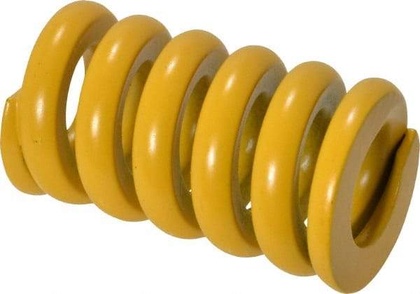 Associated Spring Raymond - 25mm Hole Diam, 12.5mm Rod Diam, 1-3/4" Free Length, Yellow Die Spring - 2684 N Max Deflection, 11mm Max Deflection, Extra Strong, Chromium Alloy Steel - Makers Industrial Supply