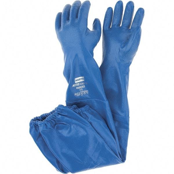 North - Chemical Resistant Gloves - NITRIKNIT SZ7 BLU 1PR NITRI-KNIT NITRILE GLOVE - Makers Industrial Supply