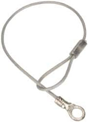 Made in USA - 6" Long, Steel Cable Loop & Eye End, Quick Release Pin Lanyard - 3/64" Cable Diam, #10 Hole Diam, Nylon Cable, Galvanized Finish - Makers Industrial Supply