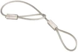 Made in USA - 6" Long, Steel Cable Loop & Loop End, Quick Release Pin Lanyard - 3/64" Cable Diam, Nylon Cable, Galvanized Finish - Makers Industrial Supply