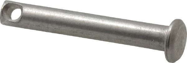 Made in USA - 3/16" Pin Diam, 1-1/4" OAL, Standard Clevis Pin - 3/32" Hole, 1-5/32" Usable Length, Uncoated Stainless Steel - Makers Industrial Supply