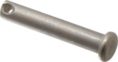 Made in USA - 1/4" Pin Diam, 1-3/8" OAL, Standard Clevis Pin - 3/32" Hole, 1-9/32" Usable Length, Uncoated Stainless Steel - Makers Industrial Supply