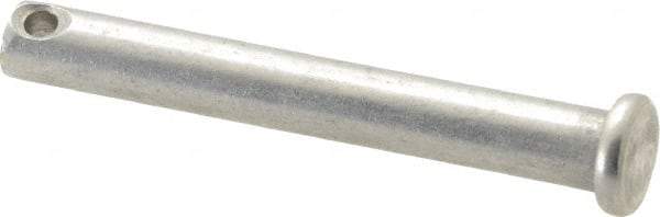 Made in USA - 1/4" Pin Diam, 1-7/8" OAL, Standard Clevis Pin - 3/32" Hole, 1-25/32" Usable Length, Uncoated Stainless Steel - Makers Industrial Supply