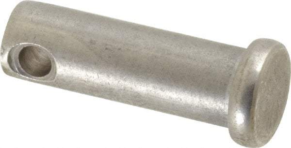 Made in USA - 3/8" Pin Diam, 1-1/8" OAL, Standard Clevis Pin - 5/32" Hole, 31/32" Usable Length, Uncoated Stainless Steel - Makers Industrial Supply