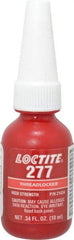 Loctite - 10 mL Bottle, Red, High Strength Liquid Threadlocker - Series 277, 24 hr Full Cure Time, Hand Tool, Heat Removal - Makers Industrial Supply