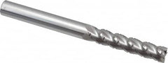 Accupro - 3/8" Diam, 1-3/4" LOC, 4 Flute Solid Carbide Roughing & Finishing Square End Mill - Uncoated, 4" OAL, 3/8" Shank Diam, Straight Shank, 40° Helix, Centercutting, Extra Long Length - Makers Industrial Supply