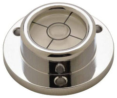 Geier & Bluhm, Inc. - 1-1/4 Inch Base Diameter x 0.44 Inch Overall Height, 1 Circle, Brass Bull's Eye Circular Level - 0.276 Inch Vial Diameter, 5/8 Inch Inner Diameter, 0.12 Inch Mounting Hole Diameter, 0.1 Inch Sensitivity, -40 to 150°F, Cross Lines - Makers Industrial Supply