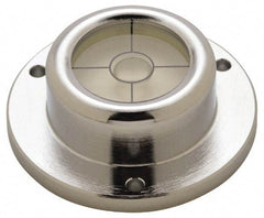 Geier & Bluhm, Inc. - 1-3/4 Inch Base Diameter x 0.63 Inch Overall Height, 1 Circle, Brass Bull's Eye Circular Level - 0.315 Inch Vial Diameter, 13/16 Inch Inner Diameter, 0.12 Inch Mounting Hole Diameter, 0.1 Inch Sensitivity, -40 to 160°F, Cross Lines - Makers Industrial Supply