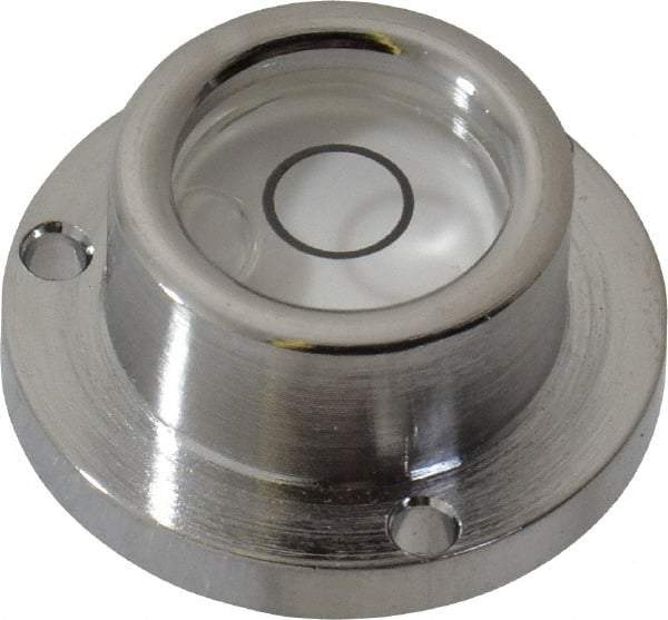 Geier & Bluhm, Inc. - 1 Inch Base Diameter x 0.44 Inch Overall Height, 1 Circle, Brass Bull's Eye Circular Level - 0.22 Inch Vial Diameter, 1/2 Inch Inner Diameter, 0.093 Inch Mounting Hole Diameter, 0.1 Inch Sensitivity, -40 to 165°F - Makers Industrial Supply