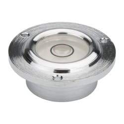 Geier & Bluhm, Inc. - 11/16 Inch Base Diameter x 0.41 Inch Overall Height, 1 Circle, Brass Bull's Eye Circular Level - 0.22 Inch Vial Diameter, 1/2 Inch Inner Diameter, 0.07 Inch Mounting Hole Diameter, 0.1 Inch Sensitivity, -40 to 165°F - Makers Industrial Supply