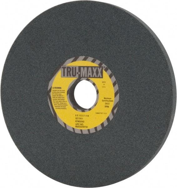 Tru-Maxx - 8" Diam x 1-1/4" Hole x 1/2" Thick, I Hardness, 100 Grit Surface Grinding Wheel - Silicon Carbide, Type 1, Fine Grade, 3,600 Max RPM, Vitrified Bond, No Recess - Makers Industrial Supply