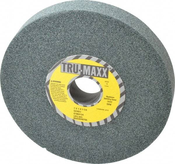 Tru-Maxx - 7" Diam x 1-1/4" Hole x 1" Thick, I Hardness, 60 Grit Surface Grinding Wheel - Silicon Carbide, Type 5, Medium Grade, 3,600 Max RPM, Vitrified Bond, One-Side Recess - Makers Industrial Supply