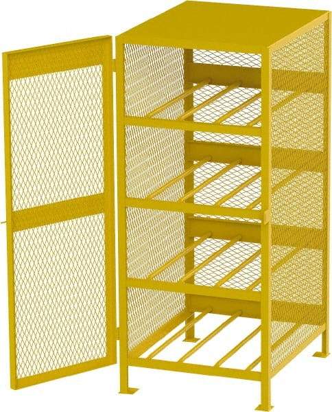 Jamco - 4 Shelf Gas Cylinder Storage Cabinet - Steel, 33" Wide x 38" Deep x 70" High, Safety Yellow - Makers Industrial Supply