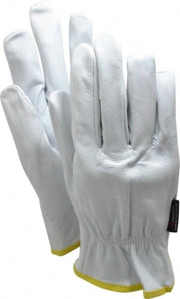 MCR Safety - Size 2XL (11) Grain Goatskin General Protection Work Gloves - For Work & Driver, Uncoated, Slip-On Cuff, Full Fingered, White/Yellow, Paired - Makers Industrial Supply