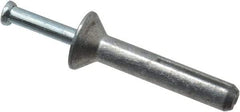 Powers Fasteners - 1/4" Diam, 1/4" Drill, 1-1/2" OAL, 7/8" Min Embedment Hammer Drive Concrete Anchor - Steel (Drive Pin)/Zamac Alloy (Body), Zinc-Plated Finish, Flat Head - Makers Industrial Supply