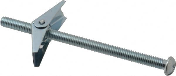 Powers Fasteners - 3/8" Screw, 3/8" Diam, 6" Long, Toggle Bolt Drywall & Hollow Wall Anchor - 7/8" Drill, Zinc Plated, Steel, Grade Zamac 7, Use in Drywall & Wallboard - Makers Industrial Supply