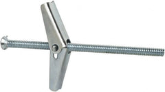 Powers Fasteners - 3/16" Screw, 3/16" Diam, 4" Long, Toggle Bolt Drywall & Hollow Wall Anchor - 1/2" Drill, Zinc Plated, Steel, Grade Zamac 7, Use in Drywall & Wallboard - Makers Industrial Supply