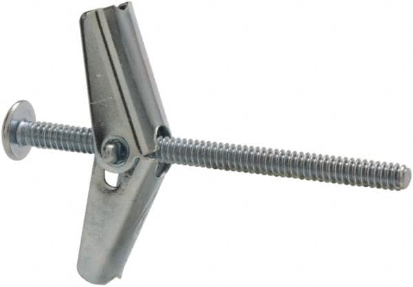 Powers Fasteners - 1/8" Screw, 1/8" Diam, 2" Long, Toggle Bolt Drywall & Hollow Wall Anchor - 3/8" Drill, Zinc Plated, Steel, Grade Zamac 7, Use in Drywall & Wallboard - Makers Industrial Supply