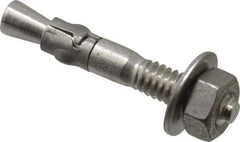 Powers Fasteners - 1/4" Diam, 1/4" Drill, 1-3/4" OAL, 7/8" Min Embedment Wedge Expansion Concrete Anchor - 304 Stainless Steel, Hex Nut Head, Hex Drive, 3/4" Thread Length - Makers Industrial Supply