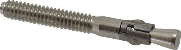 Powers Fasteners - 1/4" Diam, 1/4" Drill, 2-1/4" OAL, 7/8" Min Embedment Wedge Expansion Concrete Anchor - 304 Stainless Steel, Hex Nut Head, Hex Drive, 1-1/4" Thread Length - Makers Industrial Supply