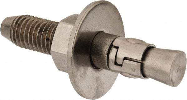 Powers Fasteners - 5/8" Diam, 5/8" Drill, 3-1/2" OAL, Wedge Expansion Concrete Anchor - 304 Stainless Steel, Hex Nut Head, Hex Drive, 2" Thread Length - Makers Industrial Supply