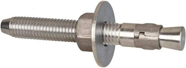 Powers Fasteners - 5/8" Diam, 5/8" Drill, 5" OAL, Wedge Expansion Concrete Anchor - 304 Stainless Steel, Hex Nut Head, Hex Drive, 3-1/2" Thread Length - Makers Industrial Supply