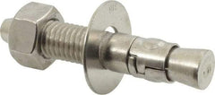 Powers Fasteners - 5/8" Diam, 5/8" Drill, 3-1/2" OAL, 1" Min Embedment Wedge Expansion Concrete Anchor - 316 Stainless Steel, Hex Nut Head, Hex Drive, 2" Thread Length - Makers Industrial Supply