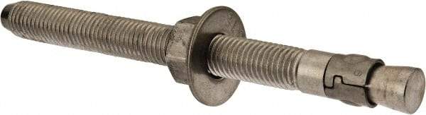 Powers Fasteners - 3/4" Diam, 3/4" Drill, 8-1/2" OAL, 1-3/4" Min Embedment Wedge Expansion Concrete Anchor - 316 Stainless Steel, Hex Nut Head, Hex Drive, 6-5/8" Thread Length - Makers Industrial Supply