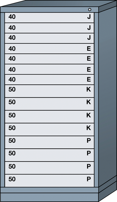 Eye Level-Standard Cabinet - 15 Drawers - 30 x 28-1/4 x 59-1/4" - Single Drawer Access - Makers Industrial Supply
