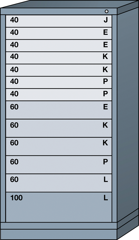 Eye Level-Standard Cabinet - 13 Drawers - 30 x 28-1/4 x 59-1/4" - Single Drawer Access - Makers Industrial Supply