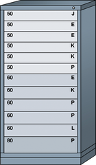 59.25 x 28.25 x 30'' (12 Drawers) - Pre-Engineered Modular Drawer Cabinet Eye-Level (244 Compartments) - Makers Industrial Supply