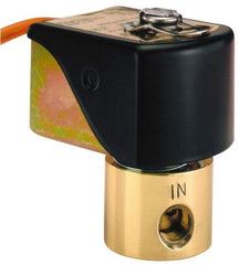 Parker - 3/8" Port, Two Way, Direct Acting, Brass Solenoid Valve - Normally Closed, 160 Max PSI, NBR Seal - Makers Industrial Supply