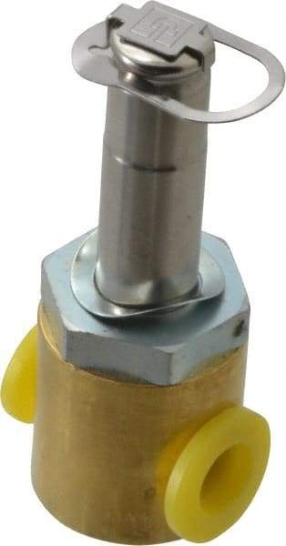 Parker - 1/4" Port, Two Way, Direct Acting, Brass Solenoid Valve - Normally Closed, 300 Max PSI, NBR Seal - Makers Industrial Supply