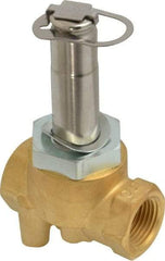 Parker - 3/8" Port, Two Way, Direct Acting, Brass Solenoid Valve - Normally Closed, 150 Max PSI, NBR Seal - Makers Industrial Supply