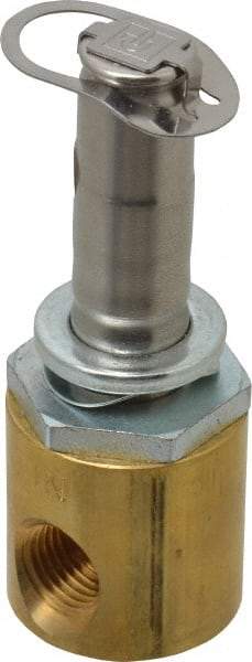 Parker - 1/4" Port, Two Way, Direct Acting, Brass Solenoid Valve - Normally Open, 300 Max PSI, NBR Seal - Makers Industrial Supply