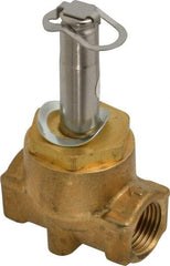 Parker - 3/8" Port, Two Way, Piloted Diaphragm, Brass Solenoid Valve - Normally Closed, 300 Max PSI, NBR Seal - Makers Industrial Supply