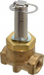 Parker - 1/4" Port, Two Way, Piloted Diaphragm, Brass Solenoid Valve - Normally Closed, 275 Max PSI, NBR Seal - Makers Industrial Supply