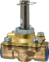 Parker - 1/2" Port, Two Way, Piloted Diaphragm, Brass Solenoid Valve - Normally Closed, 125 Max PSI, NBR Seal - Makers Industrial Supply