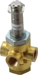 Parker - 1/4" Port, Three Way, Direct Acting, Brass Solenoid Valve - Normally Closed, 150 Max PSI, NBR Seal - Makers Industrial Supply