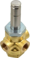 Parker - 1/4" Port, Three Way, Direct Acting, Brass Solenoid Valve - Normally Closed, 85 Max PSI, NBR Seal - Makers Industrial Supply