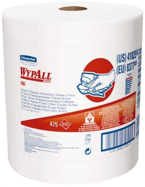 WypAll - X80 Dry Shop Towel/Industrial Wipes - Jumbo Roll, 13-3/8" x 12-1/2" Sheet Size, White - Makers Industrial Supply