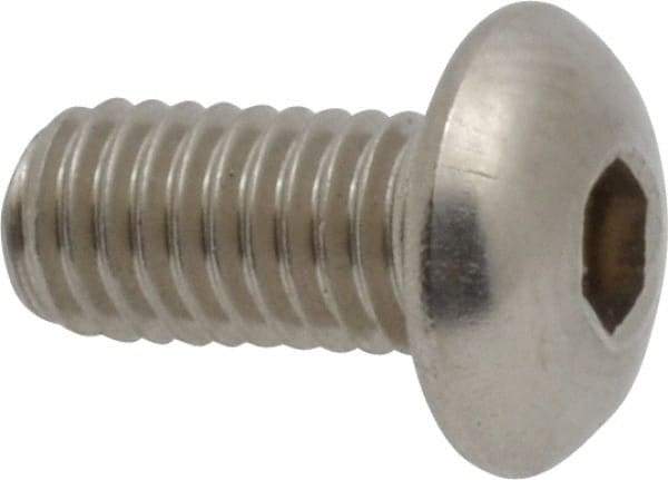 Value Collection - M5x0.80 Metric Coarse Hex Socket Drive, Button Screw - Grade 18-8 Stainless Steel, Fully Threaded, 10mm Length Under Head - Makers Industrial Supply