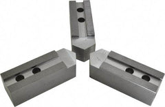 H & R Manufacturing - 1.5mm x 60° Serrated Attachment, Square Soft Lathe Chuck Jaw - 3 Jaws, Steel, 1.69" Btw Mount Hole Ctrs, 7-1/2" Long x 2-1/2" Wide x 2-1/2" High, 0.866" Groove, 20mm Fastener - Makers Industrial Supply